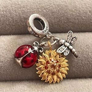 Sunflower ladybug dragonfly charm for Pandora bracelet bangles